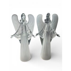 Vintage Angel Frosted Plastic Crystal Night Light Lamp Guardian Angel Set of 2